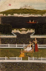 Eine schöne Frau auf einer Seeterrasse, ca. 1770