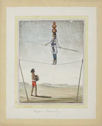 Akrobat auf einem Seil, Trommler unten, ca. 1820