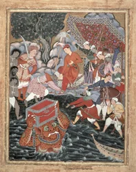 Arghan Div bringt die Rüstungstruhe zu Hamza