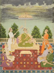 Bahadur Shah mit seinen vier Söhnen und einem Enkel, ca. 1710