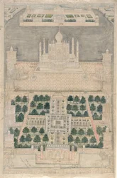 Vogelperspektive des Taj Mahal in Agra, 1790-1810