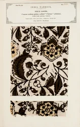 Kleine glasierte Palampore- oder Bettdeckenprobe aus Masulipatam in Madras, aus The Collection of the Textile Manufacturers of India, von John Forbes Watson, veröffentlicht 1866