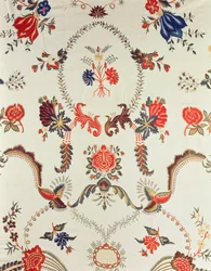 Detail eines bestickten Stoffes, hergestellt für den europäischen Markt, ca. 1725-50