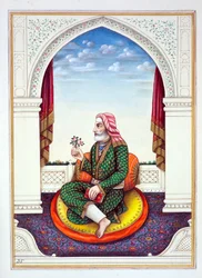 Dewan Sawan Mal (Multanwala), aus Das Königreich Punjab, seine Herrscher und Häuptlinge, Band II, ein Band mit 30 Aquarellstudien eines unbekannten indischen Künstlers, ca. 1840