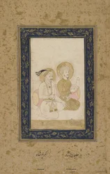 Humayun und Akbar, abgelöstes Albumblatt, ca. 1900
