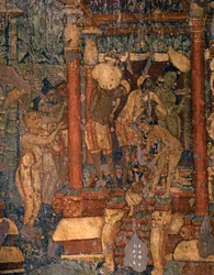 Indische Kunst: Fresko in der buddhistischen Höhle Nr. 1, 5. - frühes 6. Jahrhundert