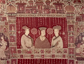 Indische Frau mit europäischen Händlern, Region Madras, Ahmedabad