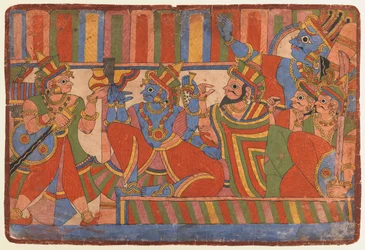 Krishna berät die Pandava-Führer