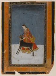 Dame mit einer Hirschziegenantilope, um 1750