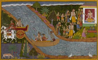 Lakshmana kehrt mit Sumantra nach Ayodhya zurück, während Sita in Valmikis Einsiedelei aufgenommen wird