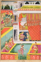 Miniaturmalerei zur Feier der Geburt eines Kindes, möglicherweise Aurangabad, Deccan
