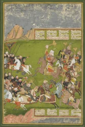Rustam besiegt Afrasiyab, aus einem Shahnama, Mogul-Dynastie