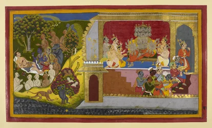 Rāvaṇa befiehlt, Kumbhakarṇa zu wecken; Rāma und die Anführer kümmern sich um Lakṣmaṇa