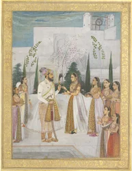 Shah Jahan präsentiert einer Prinzessin Juwelen