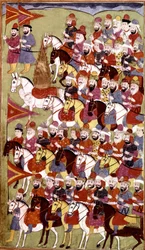 Geschichte des Propheten Muhammad, Hamla-i-Haydari, von Mirza Muhammad Rafi Bazil, 1808 (Tinte & Farben auf Papier)