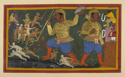 Sugriva wird von Kumbhakarna gefangen genommen und nach Lanka gebracht