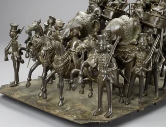 Der Zug des Königs von Oudh reitet mit dem britischen Residenten auf Elefanten, ca. 1820 (Detail)