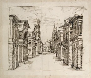 Eine Straße in Perspektive, ca. 1617