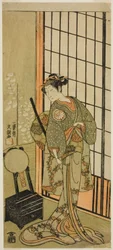 Der Schauspieler Segawa Kikunojo II als Prinzessin Hitomaru (?) im Stück Soga Moyo Aigo no Wakamatsu (?), aufgeführt im Nakamura-Theater (?) im ersten Monat, 1769 (?)