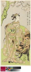 Der Schauspieler Segawa Kikunojo II als Kurtisane Maizuru im Stück Furisode Kisaragi Soga