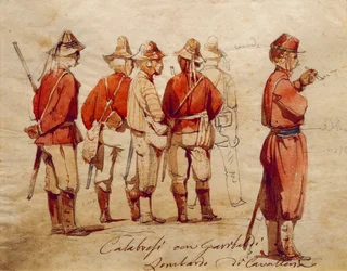Kalabrische Soldaten während der Expedition der Tausend