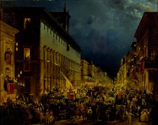 Der Moccoli-Abend in Rom, 1834