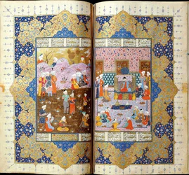 Schah Luhrasps Thronbesteigung Manuskriptillumination aus dem Epos Shahname von Ferdowsi