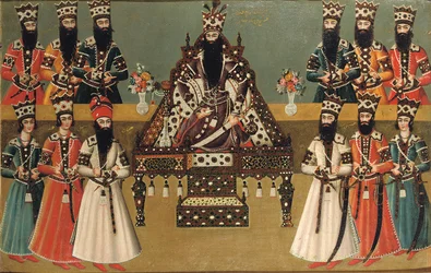 Fath Ali Shah und seine unmittelbaren Höflinge, ca. 1815