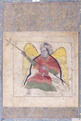 Ein Engel mit Turban, der einen Stab trägt, ca. 1370-80