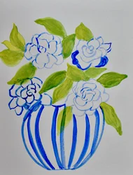 Blau Gestreifte Vasenblumen