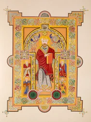Heiliger Matthäus, aus einer Faksimilekopie des Book of Kells, veröffentlicht von Day & Son