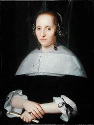 Porträt einer Dame in einem schwarzen Kleid und Spitzenkragen