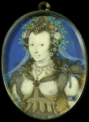 Porträt einer Frau in Maskeradekleidung als Flora