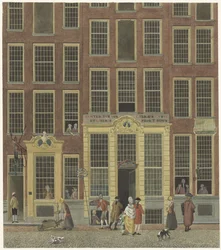 Die Buchhandlung und das Lotteriebüro von Jan de Groot in der Kalverstraat in Amsterdam