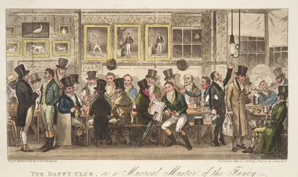 Der Daffy Club, oder ein musikalisches Treffen der Fantasie, aus The English Spy, veröffentlicht 1824
