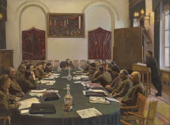Versammlung des Revolutionären Militärrates der UdSSR unter Vorsitz von Kliment Woroschilow
