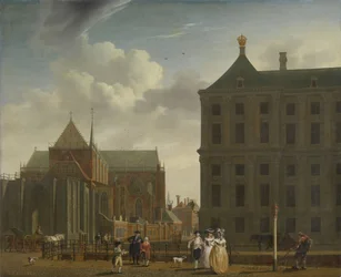 Die Nieuwe Kerk und das Rathaus auf dem Dam in Amsterdam, ca. 1780-90