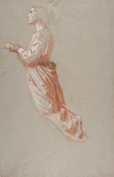 Engel oberes Register, Studie für Wandmalereien in der Kapelle von Saint Remi, Sainte-Clotilde..., 19. Jahrhundert