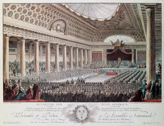 Eröffnung der Generalstände in Versailles 1789, Kupferstich von Helmann, Französische Revolution, Frankreich