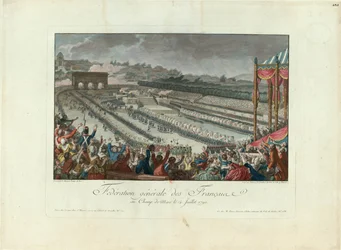 Das Fest der Föderation auf dem Marsfeld am 14. Juli 1790