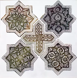 Fünf Fliesen, Kashan, Iran