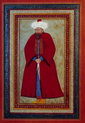 Islamische Kunst: Porträt des osmanischen Sultans Mehmet I. Miniatur um 1550