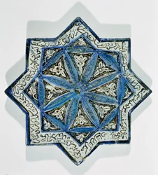 Sternförmige Überglasur-Blattvergoldete Fliese im Stil von Takht-e Solaiman, 13.-14. Jahrhundert