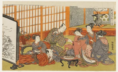 Frontispiz aus der Serie Zwölf Kämpfe auf dem Weg der Liebe (Shikidō torikumi jūniban)