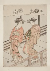 Die Silbe Wa. Prostituierte von Tsutaya: Hitomachi, Kamuro Saruhe und Matsuyo; Shizukinu, Kamuro Konomo und Kanomo