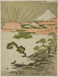 Blick auf den Berg Fuji bei Sonnenaufgang am Neujahrstag