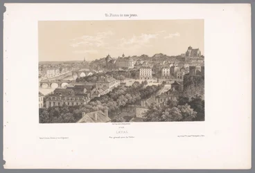 Blick auf Laval vom Viadukt (Hedendaags Frankreich)