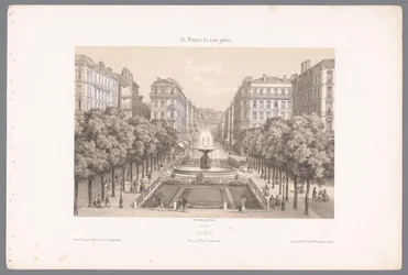 Blick auf den Place und die Rue Impériale in Lyon