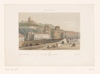Blick auf die Pont Tilsitt und die Kathedrale Saint-Jean in Lyon