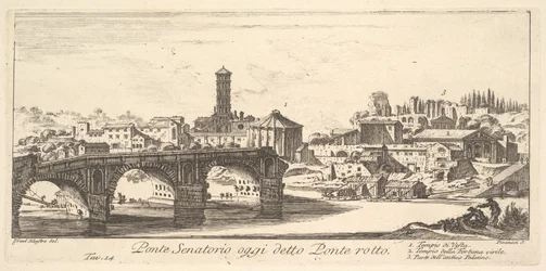 Senatorische Brücke, heute Ponte Rotto (Zerbrochene Brücke), ca. 1748 (Gravur)